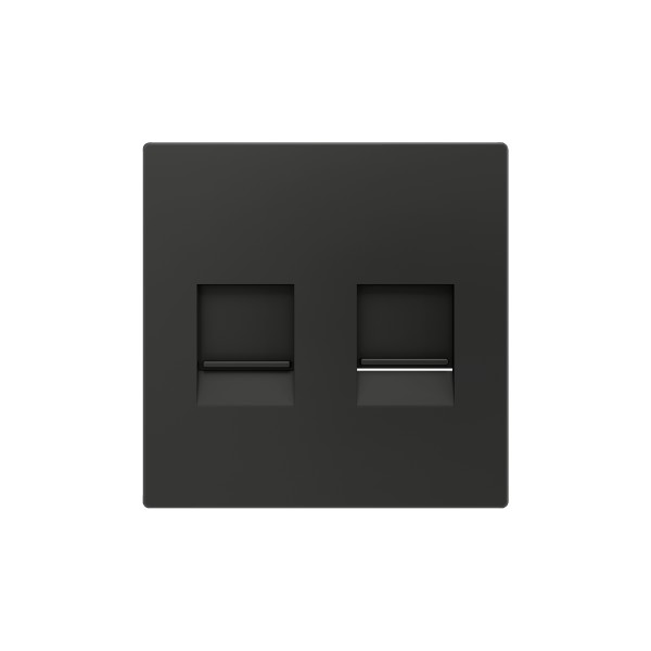 ZS55. Placca per connettore RJ45 55x55 mm - 2 inserti - Antr