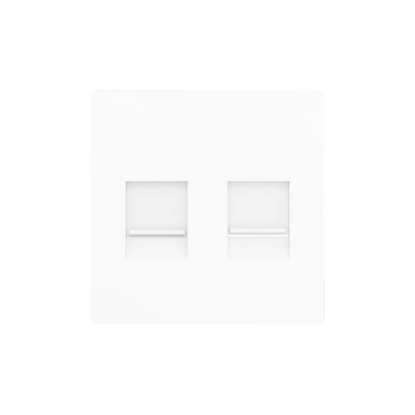 ZS55. Placca per connettore RJ45 55x55 mm - 2 inserti - Bian