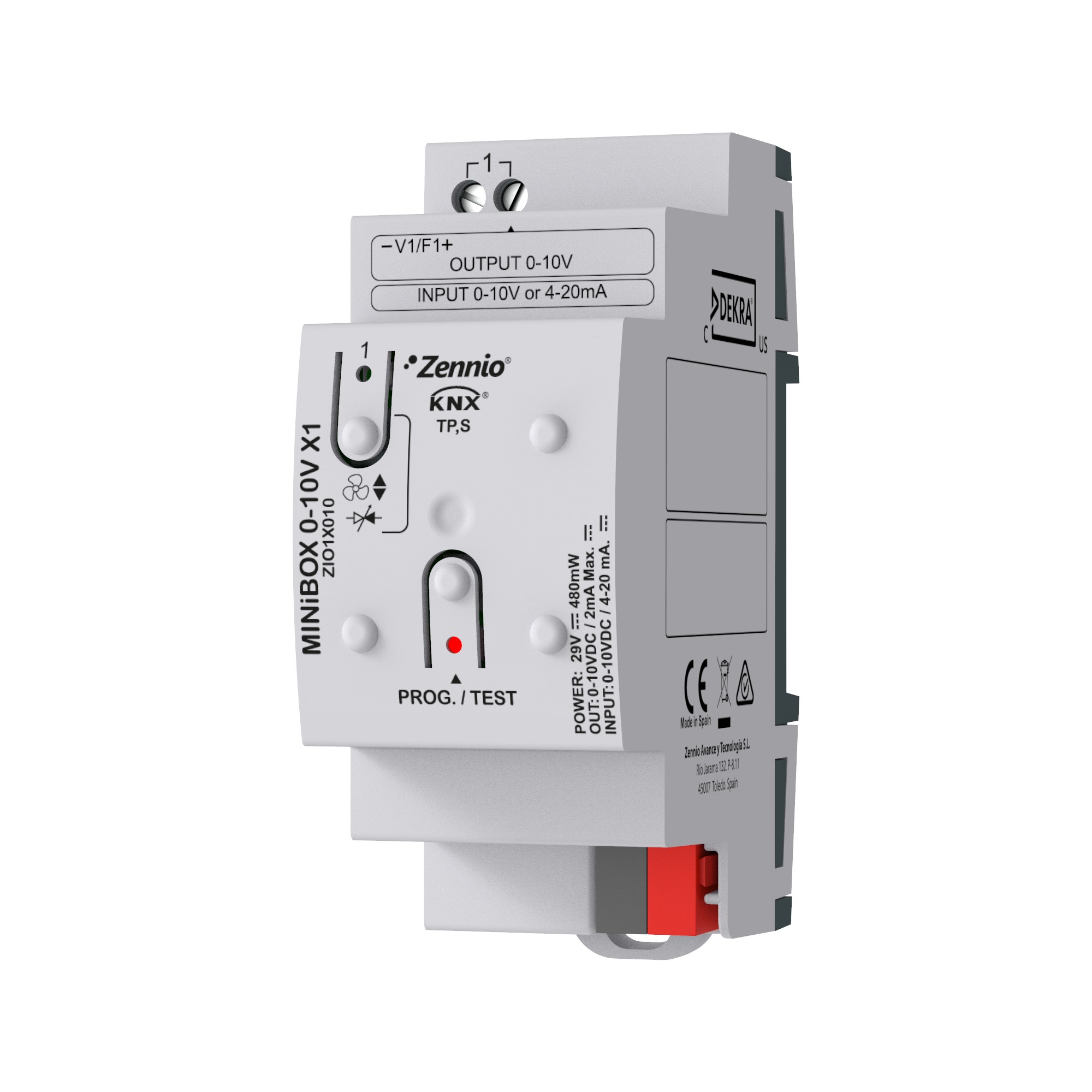 MINiBOX 0-10V X1. Modulo multifunzione con 1 blocco ingresso