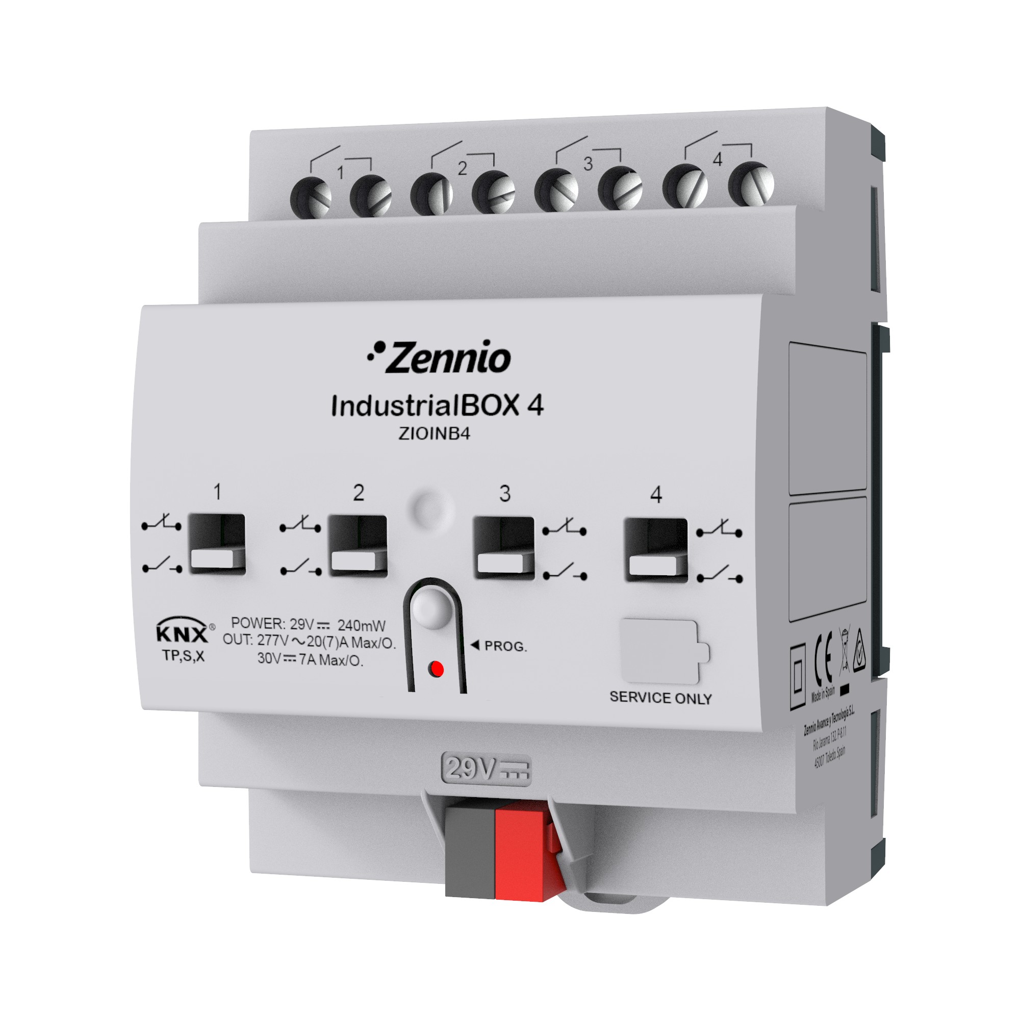 IndustrialBOX 4. Attuatore industriale con 4 uscite (20 A -