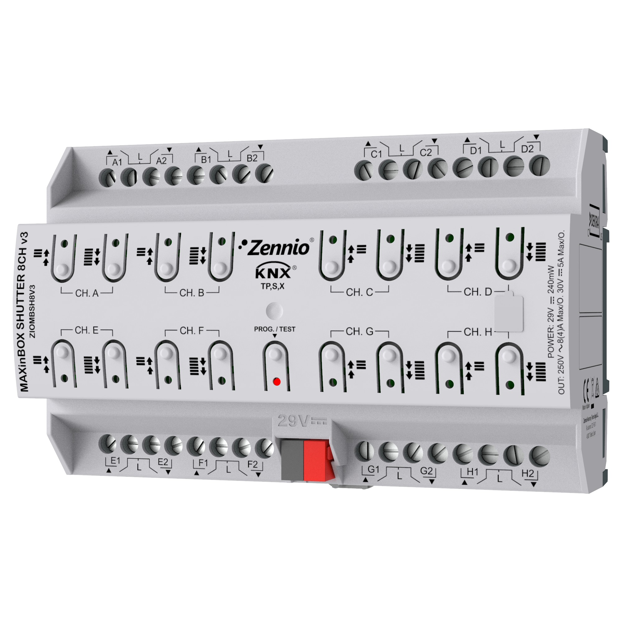 MAXinBOX SHUTTER 8CH v3. Attuatore tapparelle 8 canali con K