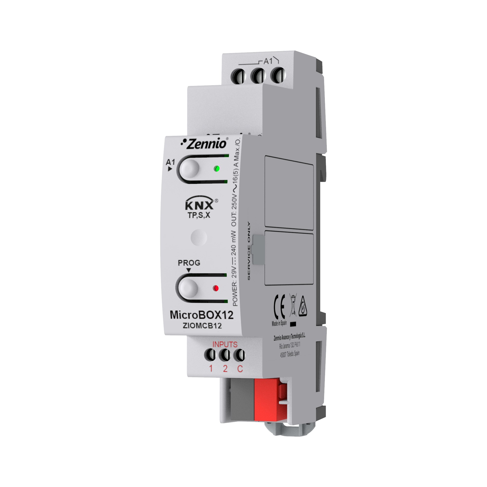MicroBOX 12. Attuatore con KNX Secure - 1 uscite 16 A / 2 in