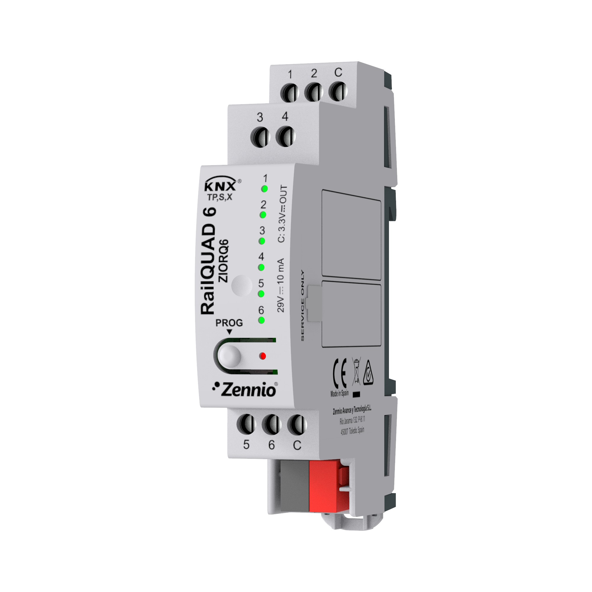 RailQUAD 6. Modulo ingressi con 6 ingressi analogico-digital