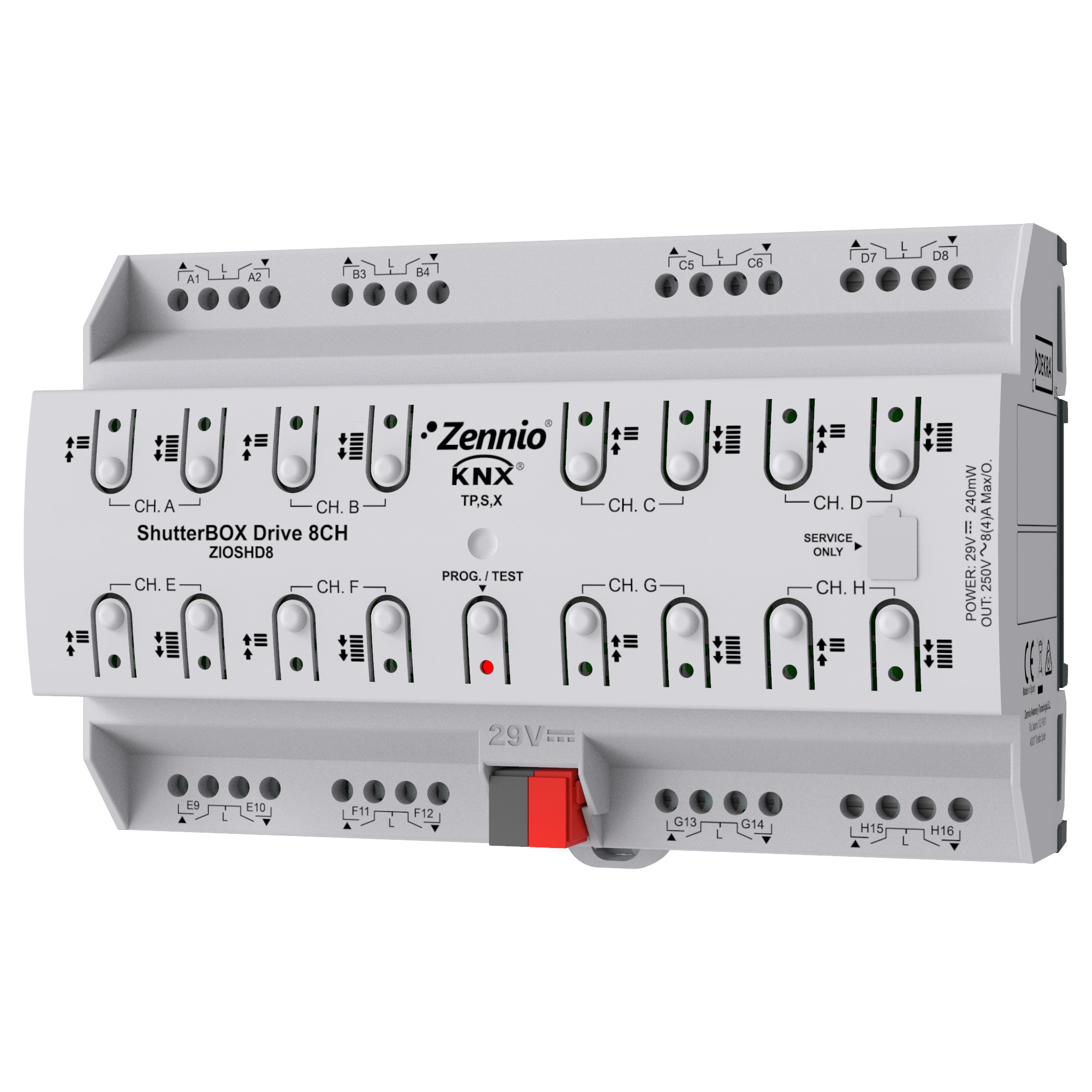 ShutterBOX Drive 8CH. Attuatore tapparelle 8 canali con rile
