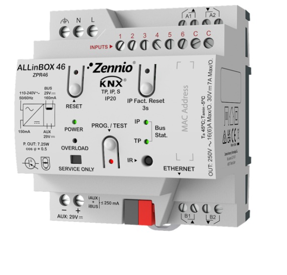 ALLinBOX 46. Dispositivo multifunzione con alimentatore KNX,