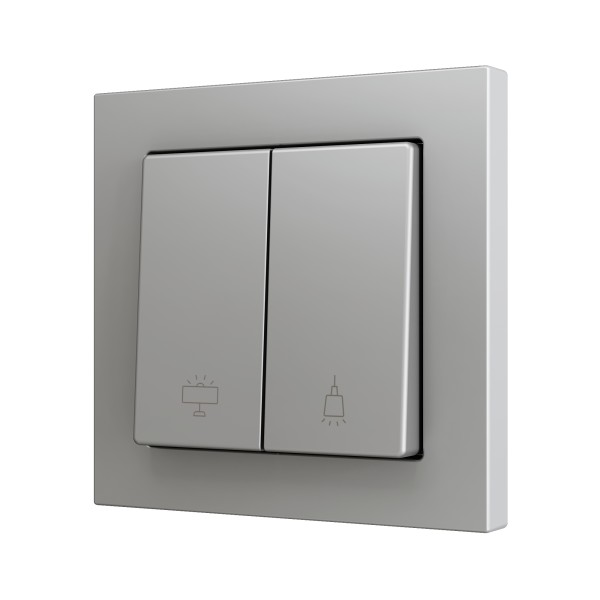 ZS55. Pulsante Soft doppio per 2 ingressi binari 55x55 mm -