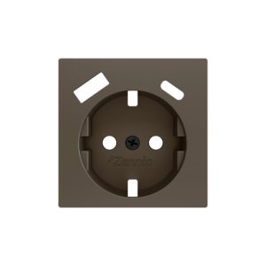 ZS55. Placca per presa Schuko con USB C e A 55x55 mm - Moka