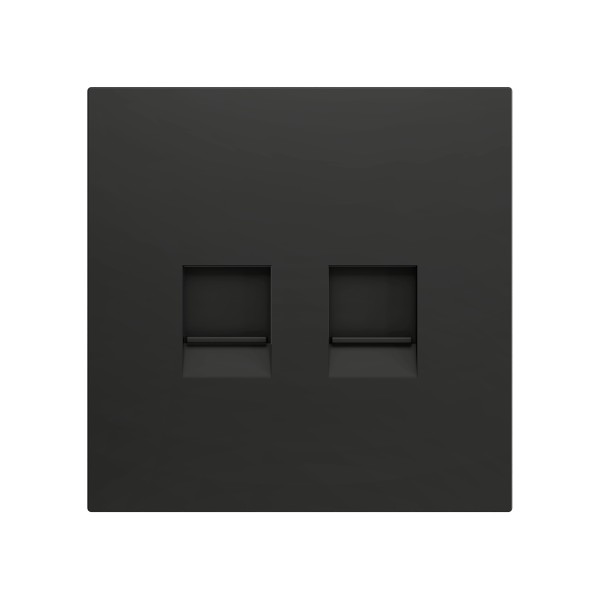 ZS70. Placca per connettore RJ45 70x70 mm - 2 inserti - Antr