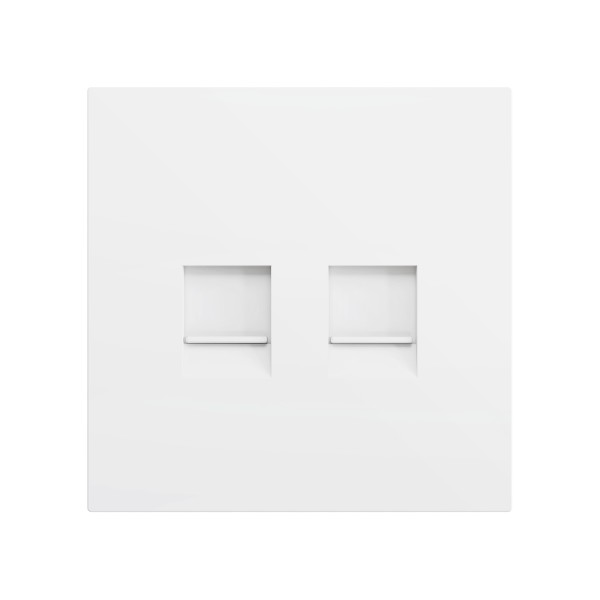 ZS70. Placca per connettore RJ45 70x70 mm - 2 inserti - Bian