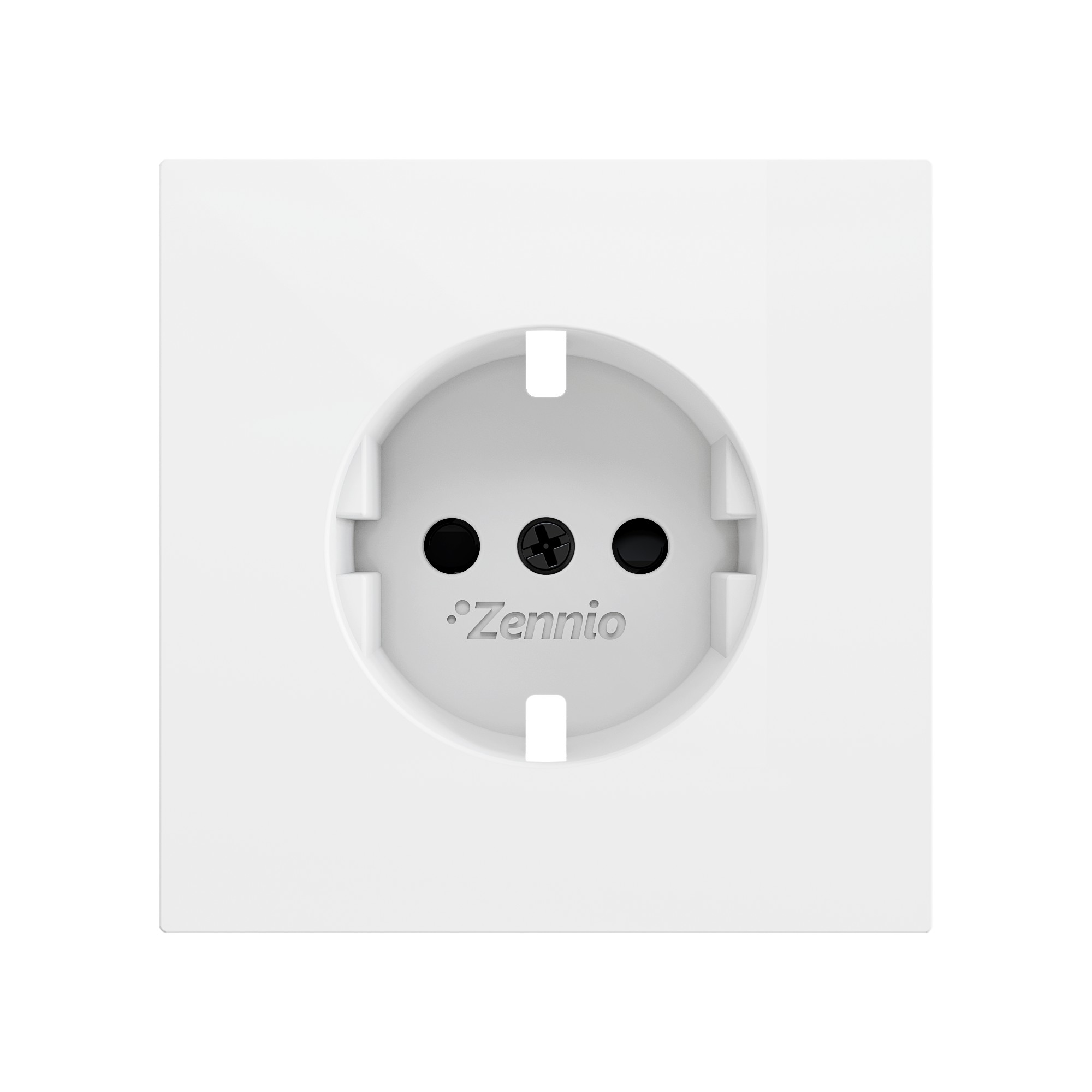 ZS70. Placca per presa Schuko con viti 70x70 mm - Bianco opa