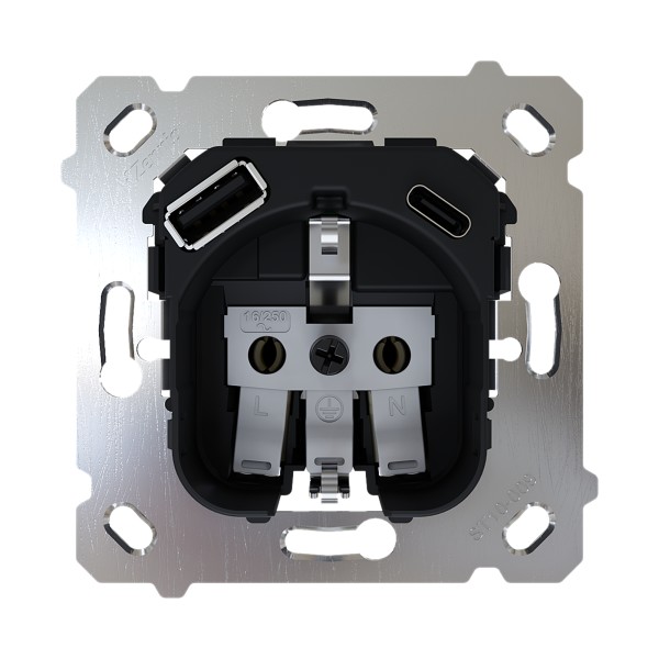 ZS55/ZS70. Inserto presa Schuko 16 A / 250 V ~ con USB C e A