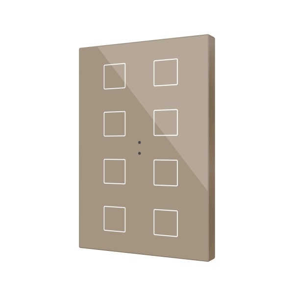 Flat XL X8. Pulsante capacitivo in vetro - 8 tasti - Champag
